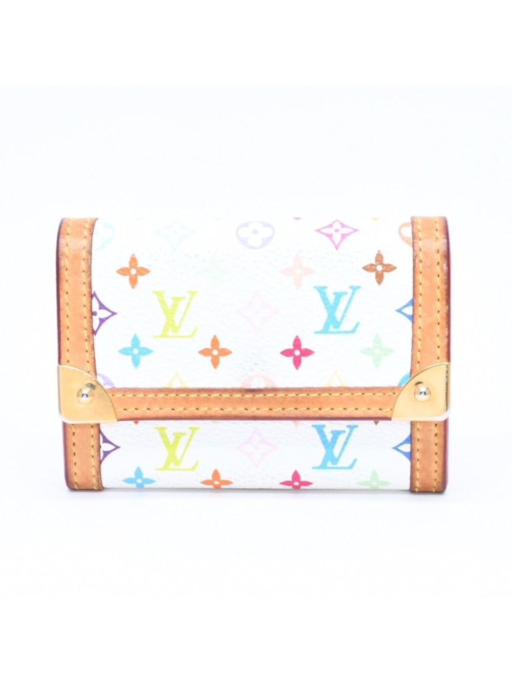 Louis Vuitton Porte Monnaie Plastic Coin Purse Monogram Multicolor White